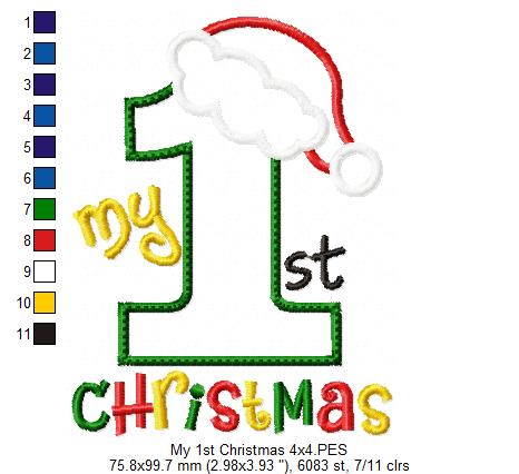 My 1st Christmas Cutie - Appliqué - Machine Embroidery Design