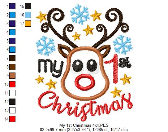 My 1st Christmas Rudolf Reindeer  - Applique