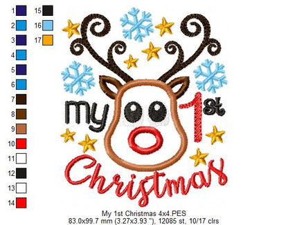 My 1st Christmas Rudolf Reindeer  - Applique