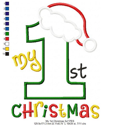 My 1st Christmas Cutie - Appliqué - Machine Embroidery Design