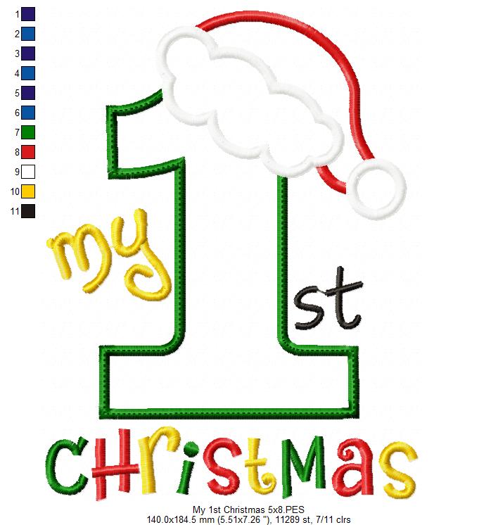 My 1st Christmas Cutie - Appliqué - Machine Embroidery Design