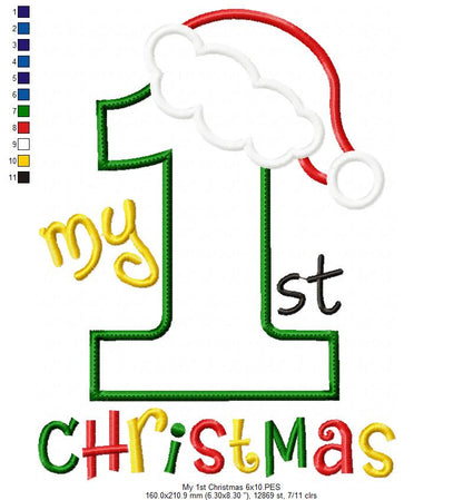 My 1st Christmas Cutie - Appliqué - Machine Embroidery Design