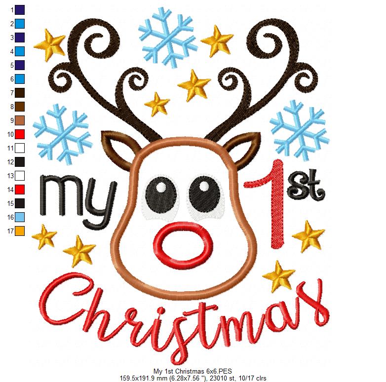 My 1st Christmas Rudolf Reindeer  - Applique