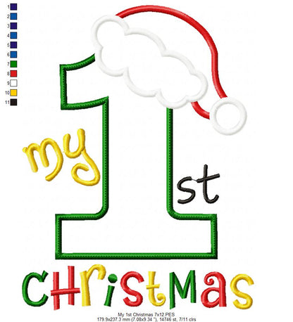 My 1st Christmas Cutie - Appliqué - Machine Embroidery Design