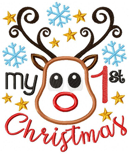 My 1st Christmas Rudolf Reindeer  - Applique