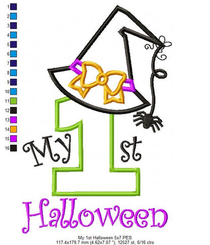 My 1st Halloween Witch Hat - Applique