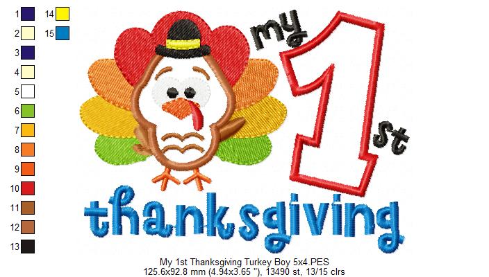 My 1st Thanksgiving Turkey Boy - Applique