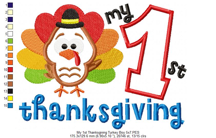 My 1st Thanksgiving Turkey Boy - Applique