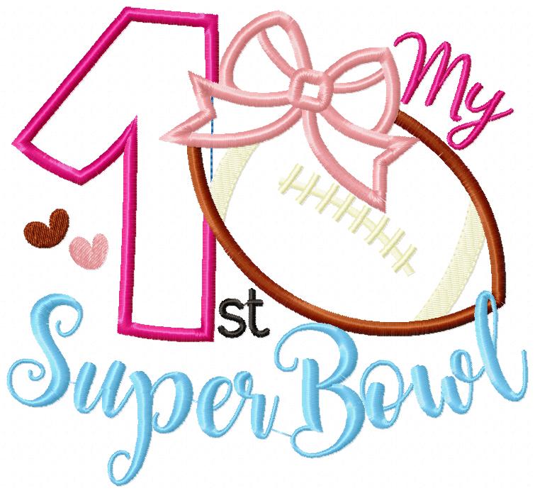 My 1st Super Bowl Girl Football - Appliqué - Machine Embroidery Design