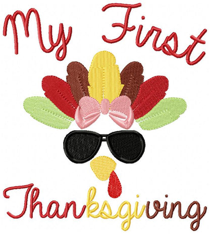 My First Thanksgiving Turkey Girl - Fill Stitch