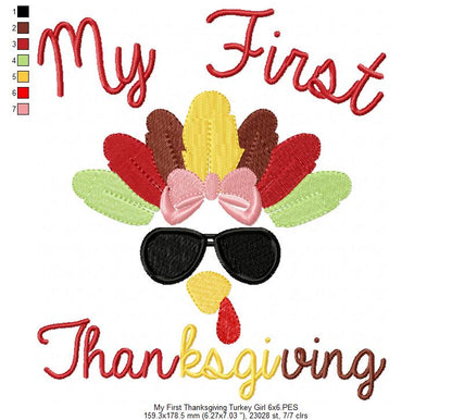 My First Thanksgiving Turkey Girl - Fill Stitch