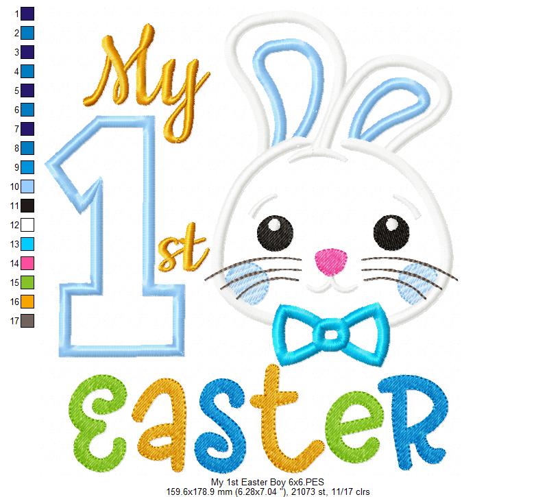 My 1st Easter Bunny Boy - Applique - Machine Embroidery Design