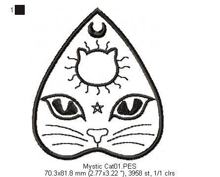Mystic Cat 2 - Redwork
