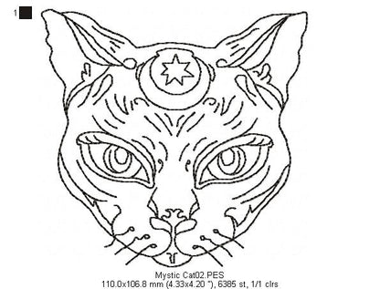 Mystic Cat 1 - Redwork