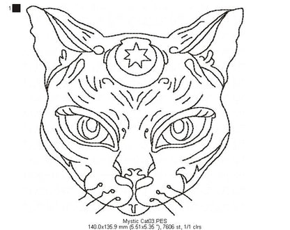 Mystic Cat 1 - Redwork