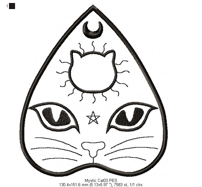 Mystic Cat 2 - Redwork