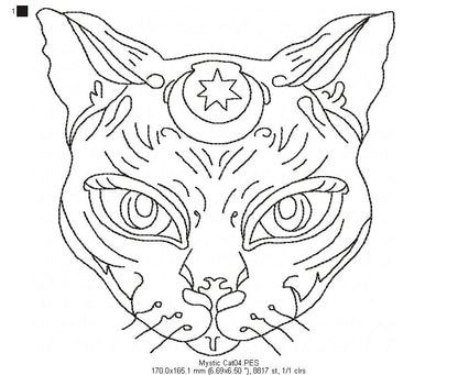 Mystic Cat 1 - Redwork