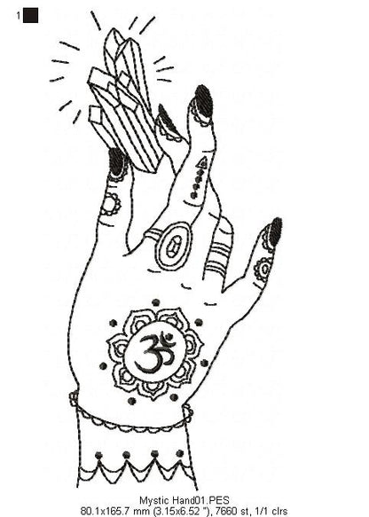 Crystal Hand  - Redwork