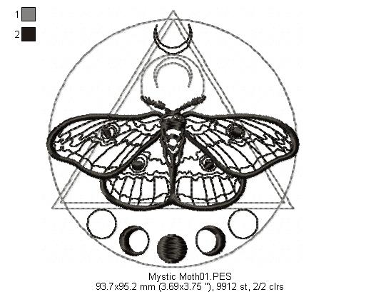 Mystic Moth  - Redwork