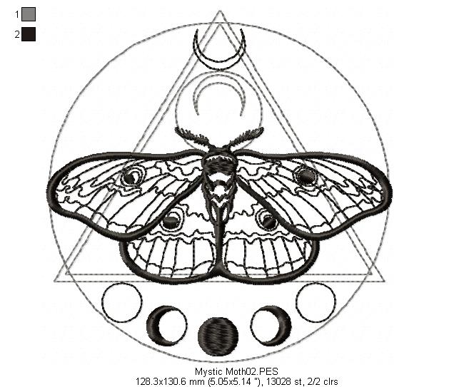 Mystic Moth  - Redwork