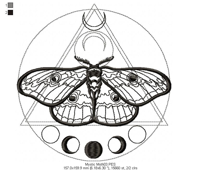 Mystic Moth  - Redwork