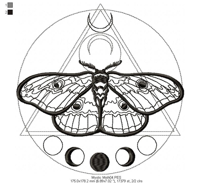 Mystic Moth  - Redwork