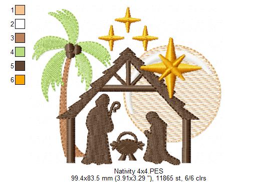 Nativity - Fill Stitch - Machine Embroidery Design