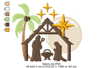 Nativity - Fill Stitch - Machine Embroidery Design