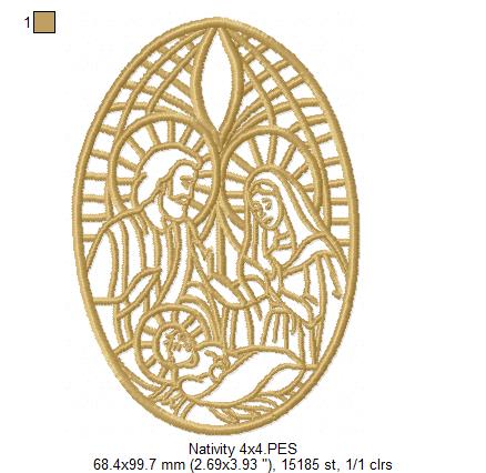 Nativity Stained Glass - Fill Stitch - Machine Embroidery Design