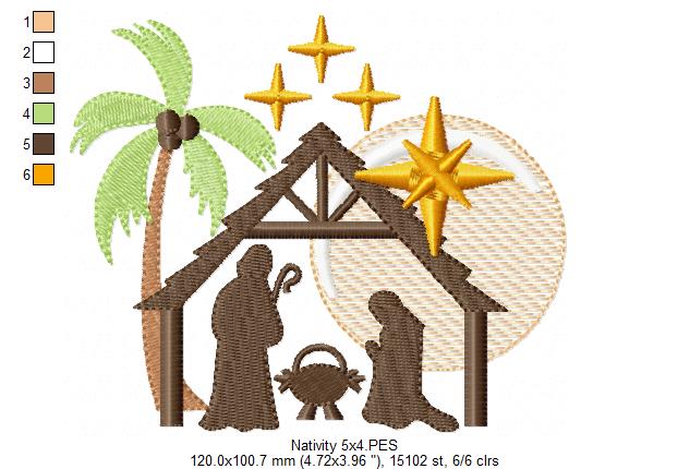 Nativity - Fill Stitch - Machine Embroidery Design