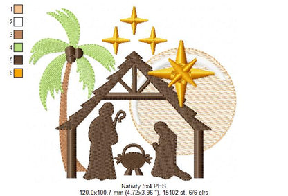 Nativity - Fill Stitch - Machine Embroidery Design