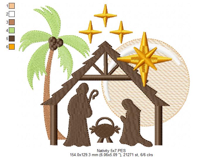 Nativity - Fill Stitch - Machine Embroidery Design