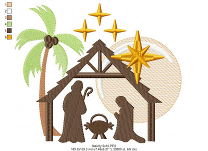 Nativity - Fill Stitch - Machine Embroidery Design