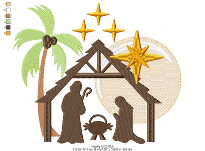 Nativity - Fill Stitch - Machine Embroidery Design