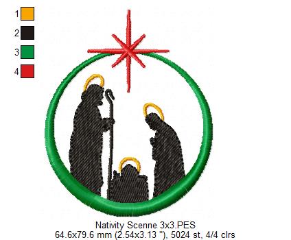 Christmas Nativity Scenne - Fill Stitch