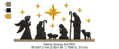 Christmas Nativity - Fill Stitch - Machine Embroidery Design