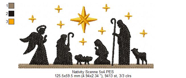 Christmas Nativity - Fill Stitch - Machine Embroidery Design