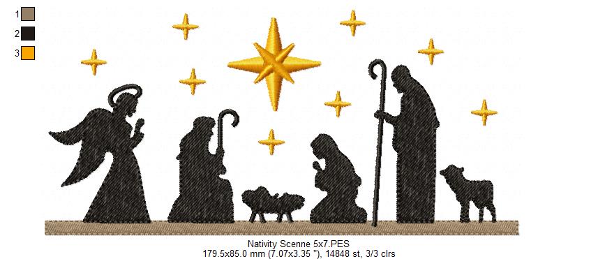 Christmas Nativity - Fill Stitch - Machine Embroidery Design