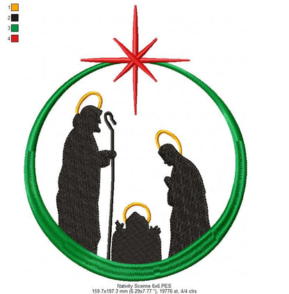 Christmas Nativity Scenne - Fill Stitch