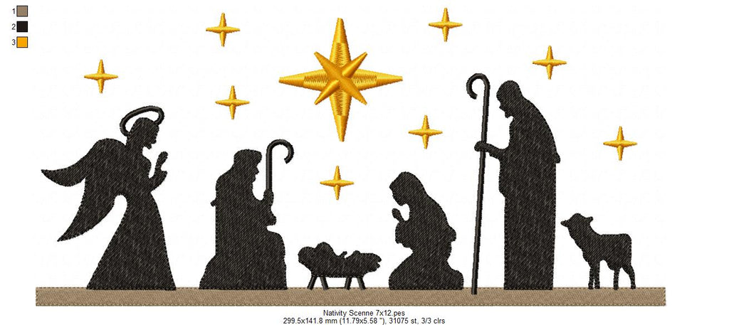Christmas Nativity - Fill Stitch - Machine Embroidery Design