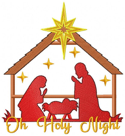 Nativity Scenne Oh Holy Night - Fill Stitch