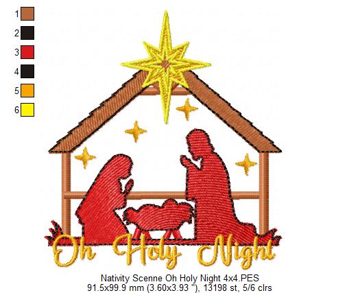 Nativity Scenne Oh Holy Night - Fill Stitch