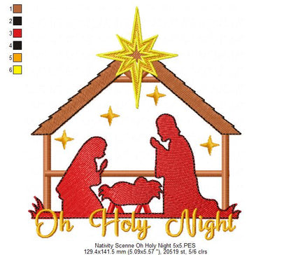Nativity Scenne Oh Holy Night - Fill Stitch