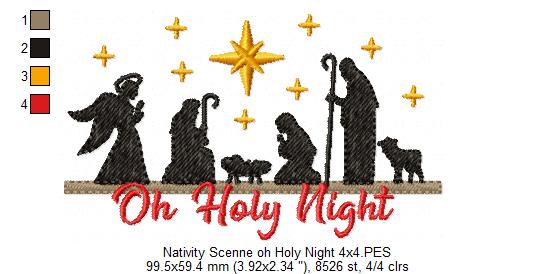 Christmas Nativity Oh Holy Night - Fill Stitch - Machine Embroidery Design