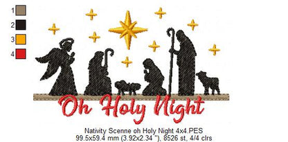 Christmas Nativity Oh Holy Night - Fill Stitch - Machine Embroidery Design