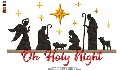 Christmas Nativity Oh Holy Night - Fill Stitch - Machine Embroidery Design
