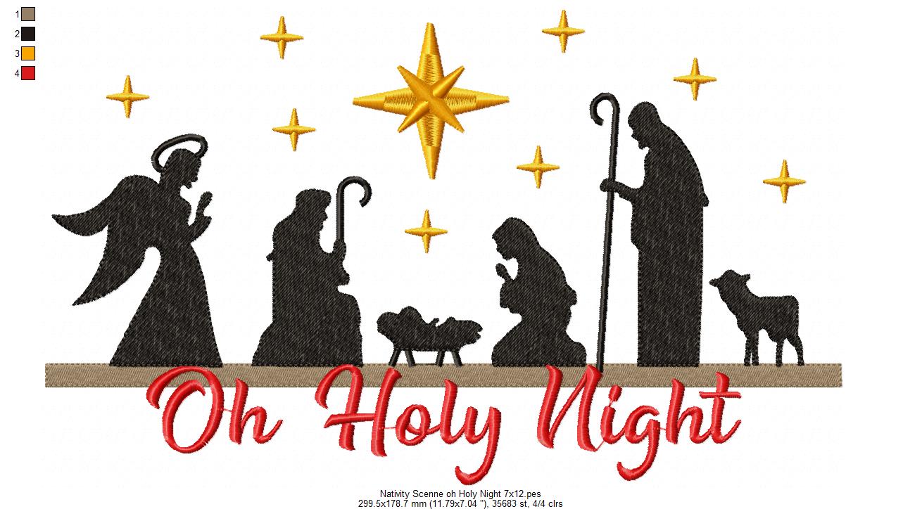 Christmas Nativity Oh Holy Night - Fill Stitch - Machine Embroidery Design