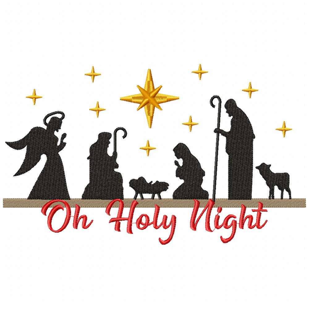 Christmas Nativity Oh Holy Night - Fill Stitch - Machine Embroidery Design