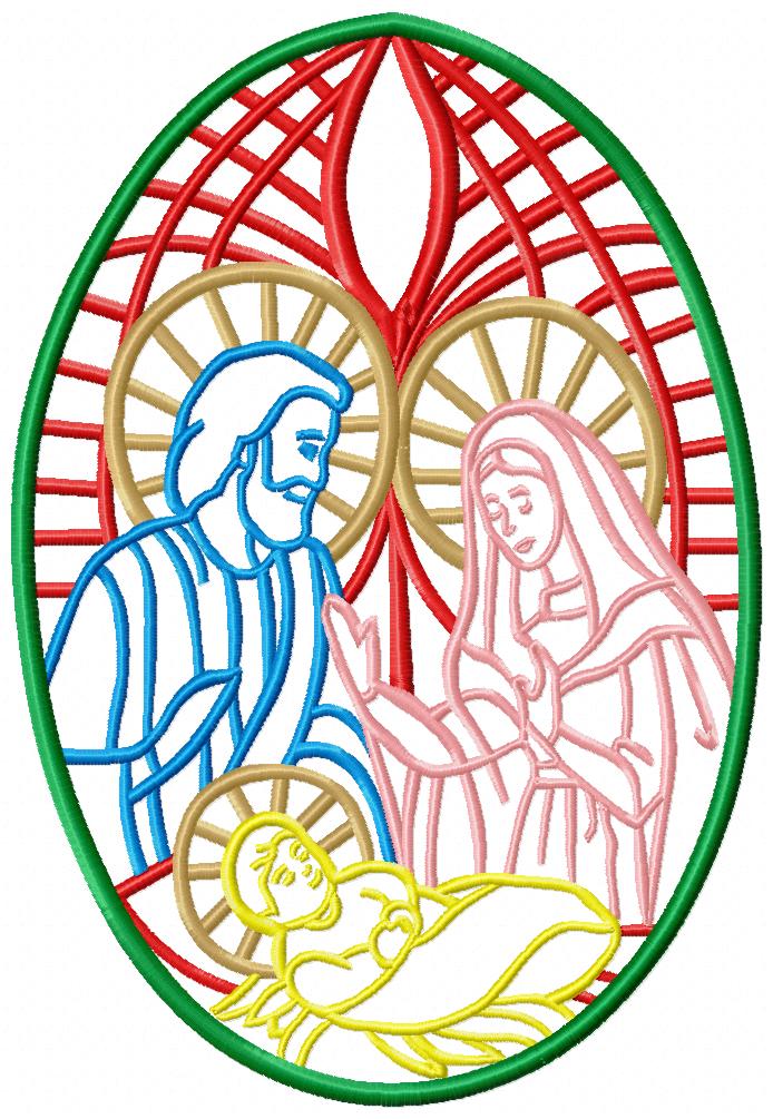 Nativity Stained Glass - Fill Stitch - Machine Embroidery Design