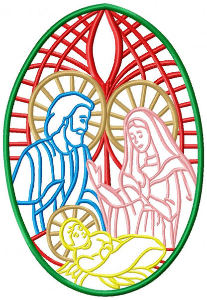 Nativity Stained Glass - Fill Stitch - Machine Embroidery Design